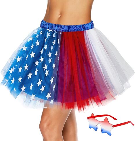 Zando Tutu for Women Adults with Sunglasses Tulle Skirt Fluffy Skirt 80s Halloween Costumes for Women Ballet Skirt in Saudi Arabia