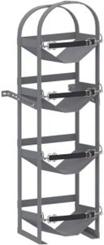 Van Storage System Refrigerant Tank Rack | 4-Tier Vertical Storage | Holds 4 x 30lb or 2 x 50lb Tanks | Heavy-Duty 14-Gauge Steel | Wall-Mount with Nylon Straps in Saudi Arabia