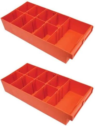 RP428/2 صندوق صندوق أرفف نظام تخزين الشاحنة | متوسطة | 7.9 عرض × 15.4 عمق × 3.1 ارتفاع | 8 مقصورات قابلة للتعديل | برتقال بلاستيك | مجموعة من 2 in Saudi Arabia