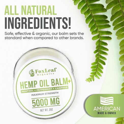 بلسم زيت القنب العضوي من فوكسليف للعضلات والمفاصل والظهر والركبتين والرقبة والأصابع والمرفقين مع خلاصة الأرنيكا والكافور والمنثول والنعناع - صنع في الولايات المتحدة الأمريكية 2 أونصة in Kuwait