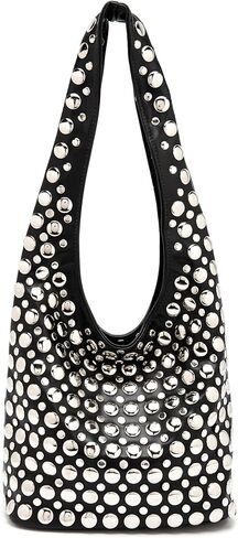 Stylish Studded Hobo Bag Y2K Rivets Bucket Purse for Women Trendy Small Shoulder Tote Handbag in Saudi Arabia
