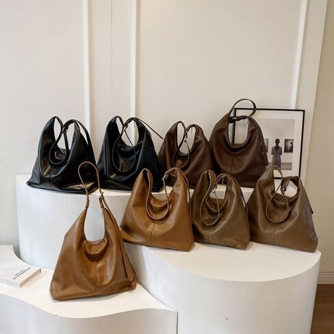 Women Large Hobo Bags Vegan Leather Shoulder Handbag Slouchy Tote Purses for Travel Shopping in Kuwait