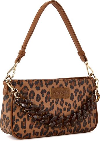 Wrangler Small Women's Shoulder Bag Retro Cheetah Clutch Purse with Acrylic Chain in Saudi Arabia