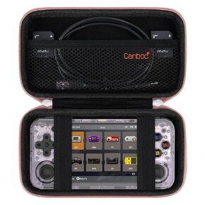 حقيبة حمل صلبة Canboc متوافقة مع وحدة تحكم الألعاب المحمولة RG35XX H Retro، صندوق تخزين وحدة تحكم ألعاب الفيديو، جيب شبكي يناسب الكابل، بطاقة SD، تركواز (الجراب فقط)