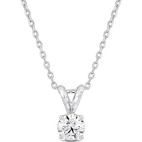 Lab-Grown Diamond Solitaire Pendant -With Unique laser engraved Diamond ID, D Color VVS2 Clarity, 1 CT TW & 3/4 CT TW -Available in Platinum or 14K White Gold- IGI Certified Lab-Grown Diamonds