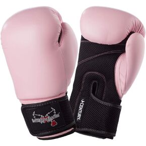 قفازات الملاكمة الوردية القرنية للنساء - 12 أونصة | مسامي مع راحة شبكية | الإبهام المرفق | لف المعصم لملاءمة مثالية | يُستخدم عند الملاكمة أو التألق أو لكمة الحقيبة | معدات للتدريب في المنزل in Kuwait