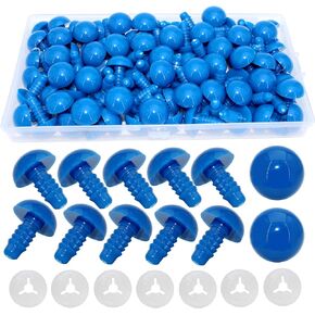 100Pcs Safety Eyes and Secure Washers for Amigurumi Crochet - Thalinfayi 15mm Blue Plastic Safety Eyes Crochet Craft Eyes for Amigurumi, Crafts, Crochet Doll DIY Making Supplies