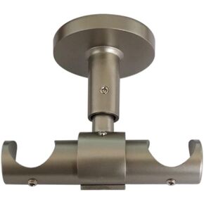 2 Pack Diameter 19mm(0.75 inch) Double Curtain Rod Bracket - Modern Ceiling Mount Double ( satin Silver)