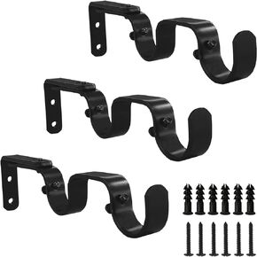 Kowibcl Heavy Duty Curtain Rod Brackets, Fits up to 1 inch Rods, Adjustable Double Curtain Rod Holders, Set of 6, Gold