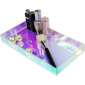 Iridescent Perfume Tray, Iridescent Decor, Iridescent Makeup Organizer, Dresser Decor for Dedroom, Tray for Bathroom countertop (Medium)