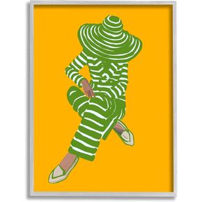 Stupell Industries Patterned Stripes Fashion Outfit Modern Woman Sitting Framed Wall Art, Design By Amelia Noyes
