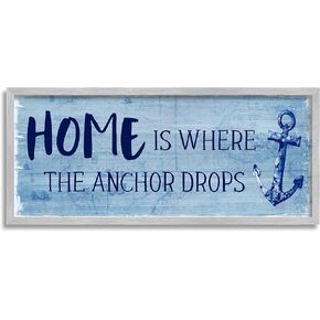 Stupell Industries Home Is Where Anchor Drops Nautical Beach Phrase Framed Wall Art, Design By Susan Jill