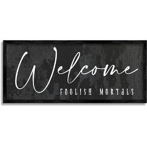 Stupell Industries Welcome Foolish Mortals Weathered Halloween Calligraphy Phrase Framed Wall Art, Design By Daphne Polselli