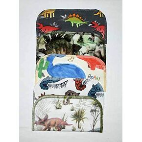 2 Ply Printed Flannel 8x8 Inches Set of 5 Dinosaurs