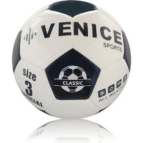 VENICE SPORTS Classic Soccer Ball - Official Size 3 / Size 4 / Size 5 Soccer Balls - Outdoor & Indoor Traditional Soccerball - Kids Youth Adult Soccer Players - Attractive Soccer Gifts