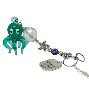 Handcrafted Glass Octopus Sun Catcher - Unique Ocean Charm Car Decor for Women with Embellished Gift Box - Ideal for Birthdays, Mother's Day