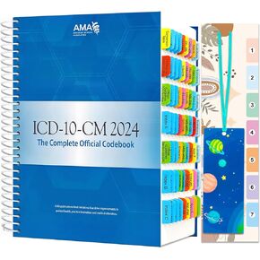 Index Tabs for AMA Version ICD-10-CM 2025/2024 The Complete Official Codebook, 72 Printed Color-Coded and Laminated Tabs, with Page Markers and Alignment Guide & Bookmark (Book not Included)