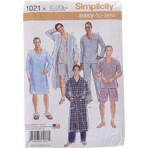 Simplicity Easy to Sew Classic Men's Robe and Pajama Sewing Patterns, Sizes XS-XL
