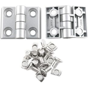 E-outstanding Aluminum Profile Hinge Install Kit, 2Pcs 3030 Zinc Alloy Hinges with 8Pcs PZ-3030 Series T-Nuts-M6 and 8Pcs PZ-Flat Head Hexagonal M6*12 Screws