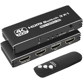 Tendak HDMI Switch 3 in 1 Out, 4K UHD HDMI Switcher Splitter with IR Remote Control, 3x1 HDMI Switcher Selector Supports 4K 120Hz 3D HDR HDCP 2.3 for PS5 Xbox Blue-ray Player HDTV PC