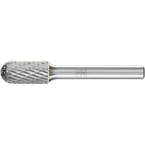 PFERD Cylindrical Carbide Bur, Uncoated (Bright) Finish, Double Cut, Radius End, 1/4" Shank, 3/8" Head Diameter, 3/4" Head Length (SC-3)