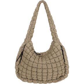 Juoxeepy Quilted Tote Bag Large Quilted Carryall Puffer Shoulder Bag Lightweight Quilted Padding Hobo Bag Quilted Bag