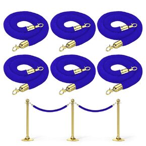 PATIKIL 4 Feet Pink Velvet Stanchion Rope, 6 Pack Crowd Control Barrier Rope with Snap Hooks for Posts Stands Queue Divider of Hotel Theater, Golden