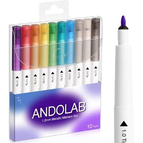 Metallic Pens for Cricut Maker 3/Maker/Explore 3/Air 2/Air, 1.0 Tip Marker Pens Set of 10 Pack Drawing Coloring Pens Compatible with Cricut Machine