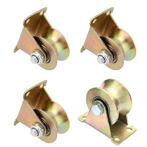 Fieaheily 2" V Groove Wheel Heavy Duty Rigid Caster with Bracket for Inverted Track, Sliding Gate, Rolling Gate, Industrial Machines, Wire Rope Rail, Loading Capacity 660 lbs - 4 Pack