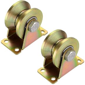 Lyplus Load Capacity 1102lbs 3-Inch U-Groove Caster Wheels with Bracket - Perfect for Inverted Gates, Heavy-Duty Machines, and Wire Rope Rails (2 Pack) Ａ