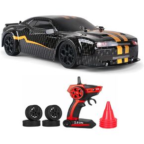 Apawband RC Drift Car 1/14 Scale RC Car RTR Remote Control Race Cars Gifts Toy for Boys Kids 4WD 30KM/H RC Vehicle with LED Lights Drift Tires + Racing Tires