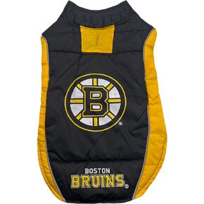 NHL Boston Bruins Puffer Vest for Dogs & Cats, Size Medium. Warm, Cozy, and Waterproof Dog Coat, for Small and Large Dogs/Cats. Best NHL Licensed PET Warming Sports Jacket