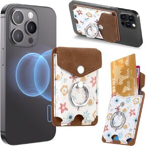 LBYZCASE Magnetic Wallet Compatible with MagSafe,iPhone 15/14/13/12 Series Leather Wallet with Card Holder Phone Ring for Women (Black)