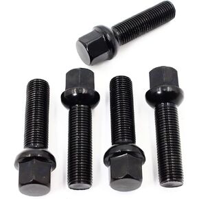 Set of 20 Veritek 14x1.5mm Black OE 2.75 Inch 45mm Shank Length 17mm Hex Black Ball Seat Wheel Lug Bolts for Mercedes Factory Wheels