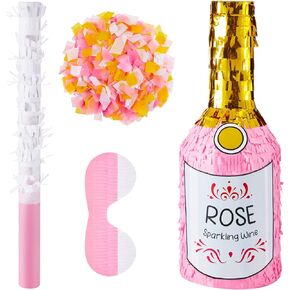 4 Pcs Sunflower Pull String Pinata Set Flower Pinata Birthday Party Decoration with Pull String Sunflower Pinata, Bar, Blindfold and Confetti Boy Girl Adults Game Baby Shower Party Supplies