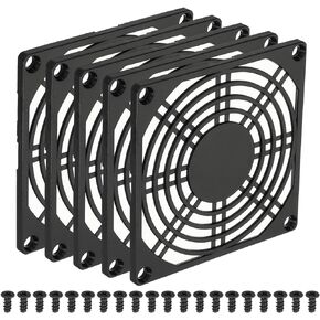 PATIKIL 92mm Computer Fan Filter Grill with Screws, 5 Pack ABS Plastic Frame Ventilator Grill Protector Mesh Dustproof Case Cover for Computer, Fan, Black