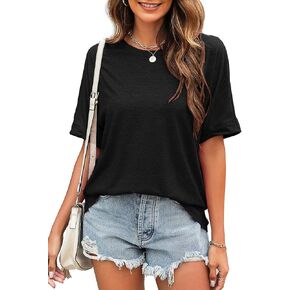 Newchoice Women's Oversized Tshirts Summer Short Sleeve Crewneck Casual Loose Basic Tops