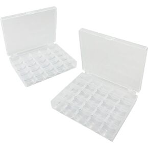 Sewing Machine Bobbins Box, 2 Pack(25Slots) Empty Bobbins Spools Box, Sewing Craft Plastic Case Storage Box for Sewing Machine.