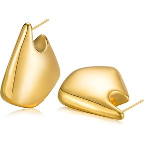 Apsvo Dupes Earrings Gold/Silver Chunky Hoop Earrings for Women, Gold Dome Statement Earrings Trendy Fashion Jewelry