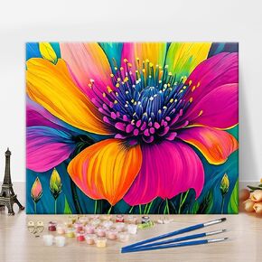 TUMOVO Paint by Numbers Flowers, Abstract Colored Petal Paint by Number for Adults, Easy Paint by Numbers Kits on Canvas Drawing Paintwork with Paintbrushes 16x20 inches (Frameless)