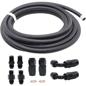 NLQR Automatic Transmission Cooler Lines Kit Compatible with 4L60E 4L65E Black AN6 Steel Braided
