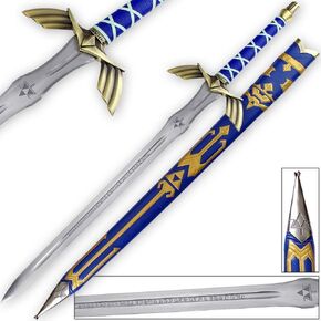 Legend of Zelda Master Sword SHARPENED Skyward Limited Edition Deluxe w Belt (14-Blue-BKB)