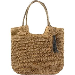Hand Woven Straw Bag Summer Travel Straw Beach Bags for Women Square Top Handle Straw Handbag