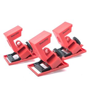 BearLOTO Circuit Breaker Lockout Device Clamp-on Single Pole Breaker Lock Out Device Lock with Padlock onto Electrical Board OSHA Compliant Tamper Proof Red 10 Pack 120/277 Volt