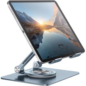 Orlian Tablet Stand Adjustable with 360 Swivel Base Aluminum Tablet Stand Holder Universal Tablet Holder for iPad Samsung Huawei Lenovo Fire Tablet Smartphone Kindle, Black