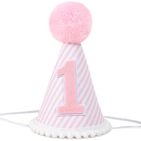 Pink 1st birthday party hat-Pink White Girl First Birthday Hat For Party,Girl 1st Birthday Party Crown For Party Decorations,Photo Props For Birthday Dressing,Little Pink White Crown For First
