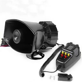 RULLINE 5 Tone Sound Car Siren Vehicle Horn with Mic PA Speaker System Emergency Sound Amplifier - 60W Electric Ambulance/Horn-Hoote/Siren/Traffic Sound with PA Microphone System