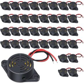 Geiserailie 36 Pcs DC 3-24V 95 dB Electronic Buzzer Active Piezo Buzzer Alarm Sounder Continuous Sound Beep, Black