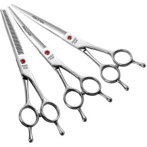 Fenice Peak Dog Grooming Kit Pet Grooming Scissors Set Professional Thinning Scissors for Dogs Curved Shears Trimming Scissors for Dogs Cats 9Cr Stainless Steel Shears