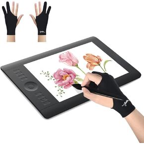 Digital Drawing Glove Right Hand for ipad, Paper Sketching,2 Pack Artist Glove for Drawing Tablet,Two Finger Art Glove Left Hand,Smudge Guard,Large